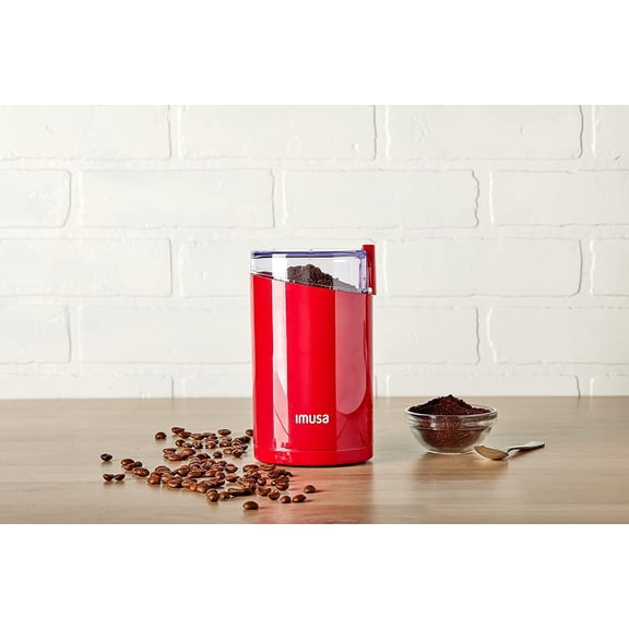 IMUSA USA 3oz Red Electric Coffee and Spice one Touch Push-Button Control Grinder