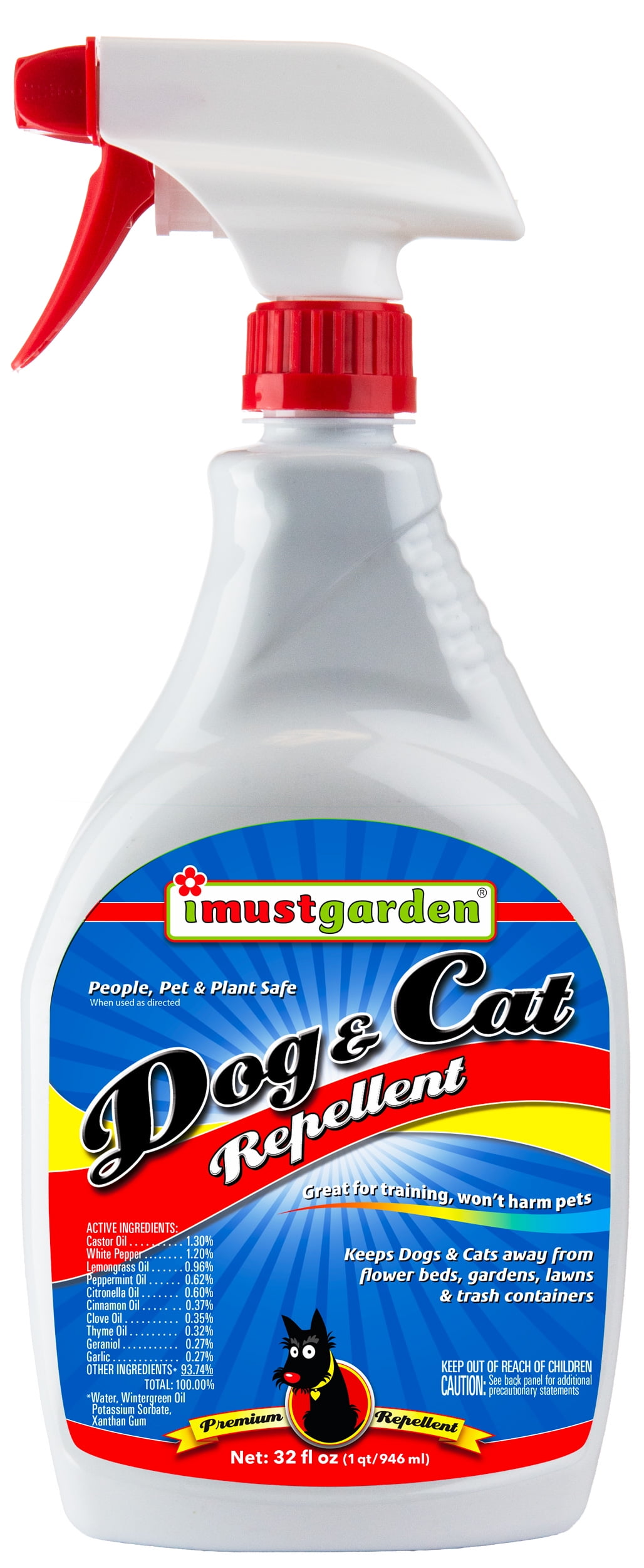 I Must Garden Dog and Cat Repellent: All Natural Spray to Stop Chewing and Repel from Yards, Plants, and Gardens - 32oz Easy Spray Bottle