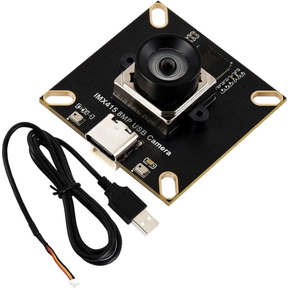 IMX415 8MP High-Resolution USB Camera Module, IMX415 Sensor Chip, USB2.0 Port, onboard Dual Microphones, Distortion-Free