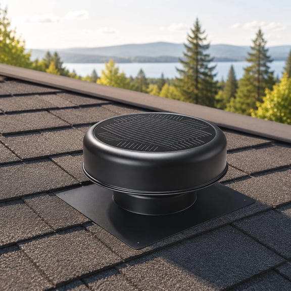 IMagacFun 12" Flush-Mount Round Solar Attic Exhaust Fan,30W Roof Vent Fan with 3-Speed Remote and Adapter,25°C Auto Ventilation,MPPT Controller,1200 CFM Ventilator