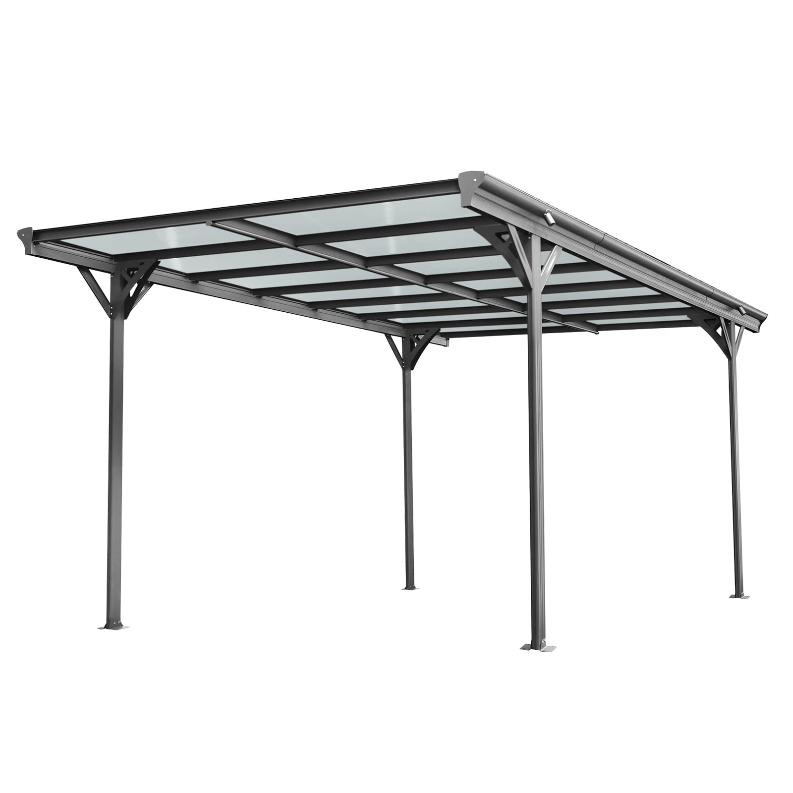 IMagacFun 16x10x8 Metal Carport Heavy Duty Car Shelter with Aluminum alloy Frame and Polycarbonate Panels for Outdoor Driveway Car, Truck