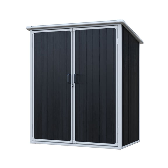IMagacFun 5x3 Outdoor Storage Shed Resin Cabinet Tool Shed with Floor and Lockable Doors Furniture Black