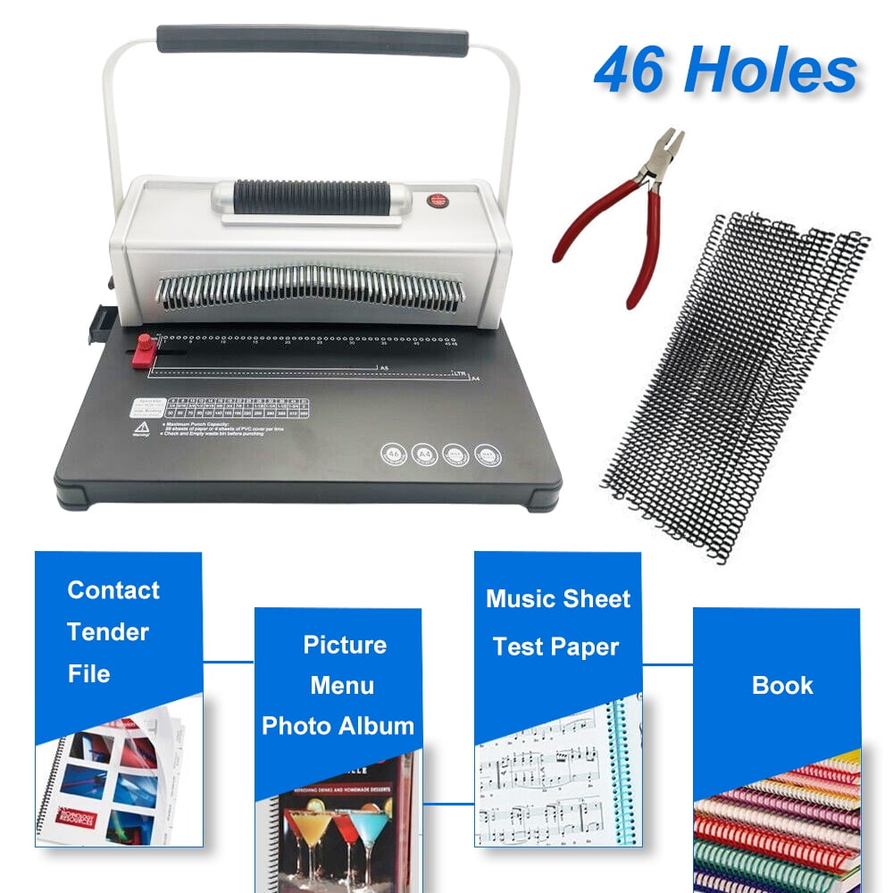 IMeshbean 46 Hole Electric Spiral Coil Binding Machine with 100pcs Plastic Coil & Plier, Black