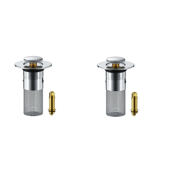 IMossad 2Pcs Bathroom Sink Stopper, Bathroom Sink Drain with Hair Strainer,Universal Bathroom Sink Drain Pop Up Stopper for Bathroom Sink Stopper Replacement