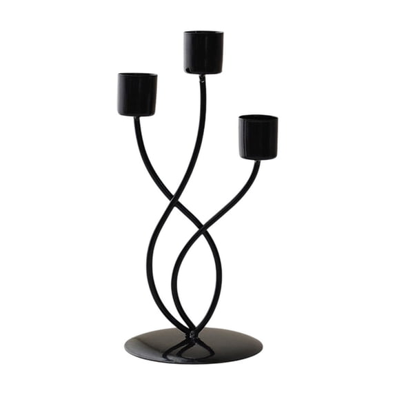 IMossad 3-Head Candle Holders - Elegant Iron Candelabra, Romantic Table Decor, Black Finish, Perfect for Weddings & Home Decor