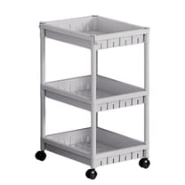 IMossad 3-Tier Plastic Storage Rack with Wheels – Movable Layered Organizer, Durable Plastic Material for Living Room, Bathroom, Kitchen, and Home Storage