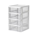 thumbnail image 1 of IMossad 4 Drawer Mini Desktop Unit,Plastic dressers with drawers for Arts and Crafts, Small Tools, Sewing Accessories, Stationary, and Hardware,Clear/White Frame, 1 of 3