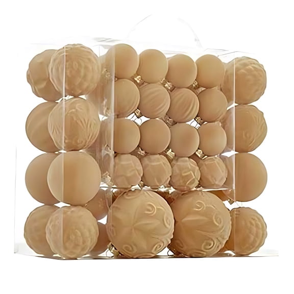 IMossad 46 Pcs Velvet Christmas Balls – Flocked Plastic Hanging Ornaments, Decorative Xmas Tree Decorations, Foam + Velvet, Ideal for Home, Porch, or Holiday Decor
