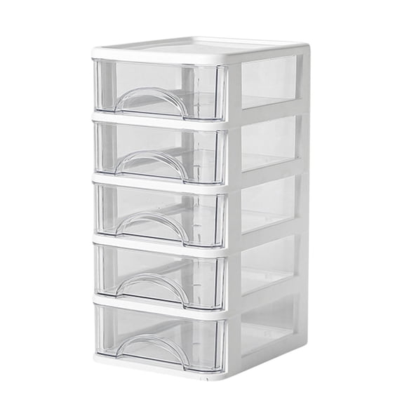 IMossad 5 Drawer Mini Desktop Unit,Plastic dressers with drawers for Arts and Crafts, Small Tools, Sewing Accessories, Stationary, and Hardware,Clear/White Frame