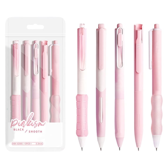 IMossad 5 Pack 0.5mm Gel Pens - Fast Drying, Press-to-Write, Smooth Writing for Exams & Office