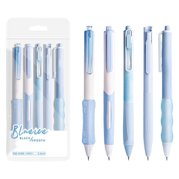 IMossad 5 Pack 0.5mm Gel Pens - Fast Drying, Press-to-Write, Smooth Writing for Exams & Office