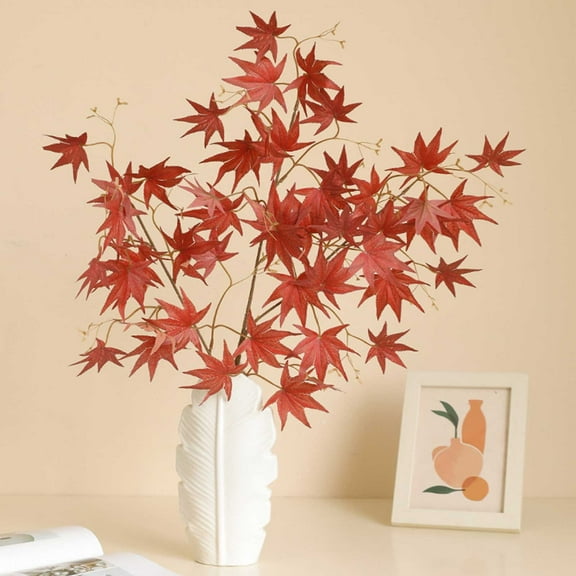 IMossad Artificial Silk Maple Leaves Branch - 35.43 Inch Faux Fall Stems for Thanksgiving Decorations, Wedding Bouquets, Table Centerpieces, and Home Decor