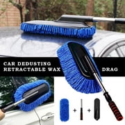 IMossad Car Duster, Extendable Long Handle Microfiber Car Duster Exterior Scratch Free Car Cleaning Tool(Blue)