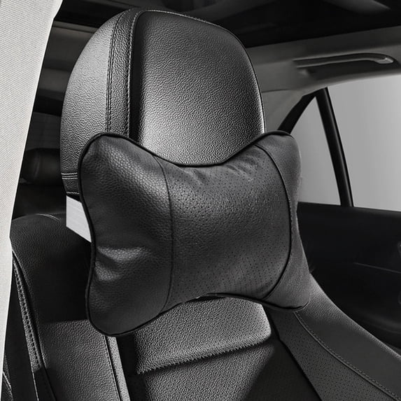 IMossad Car Neck Pillows Both Side Pu Leather 2pieces Pack Headrest Fit for Most Cars Filled Fiber Universal Car Pillow (Black)