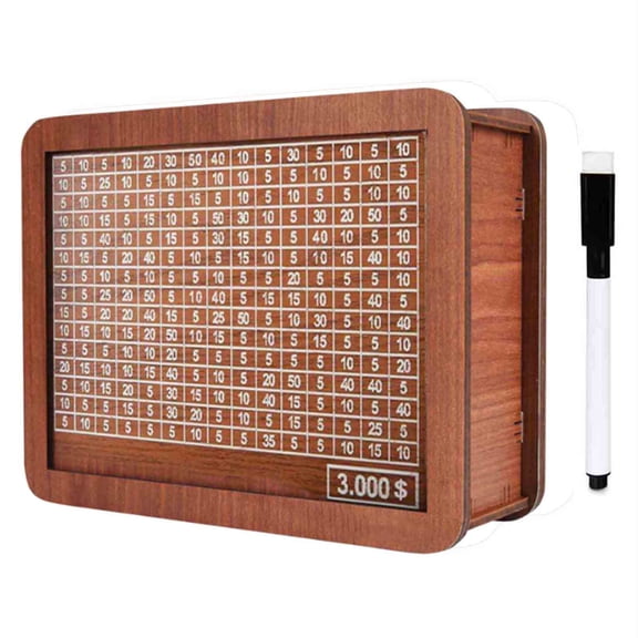 IMossad Cash Vault Wooden Savings Box, Cash Saver Box, Money Saving Box Counter, Cash Savings Box, Retro Style Wooden Money Box with Counter Piggy Bank (3000 Dollars)