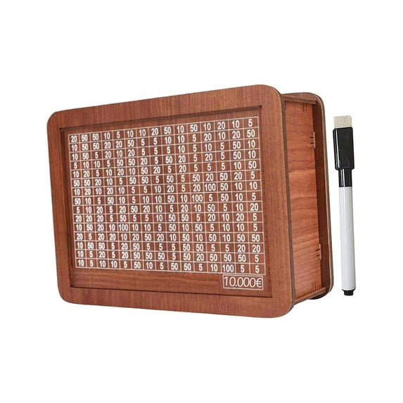 IMossad Cash Vault Wooden Savings Box, Wooden Cash Money Saving Box, Cash Saver Box Money Saver Box with Counter, Coin Counter Piggy Bank, Retro Wooden Money Box(10000 Euro)