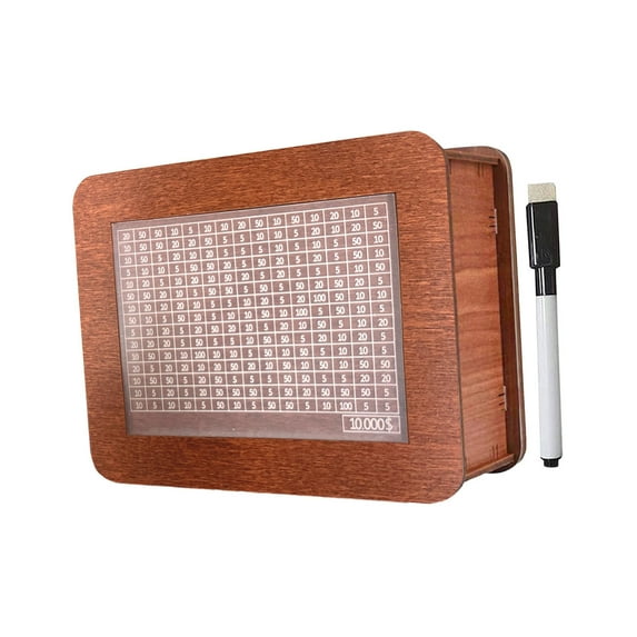 IMossad Cash Vault Wooden Savings Box, Wooden Cash Money Saving Box, Cash Saver Box Money Saver Box with Counter, Coin Counter Piggy Bank, Retro Wooden Money Box(10000 Dollar)