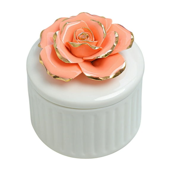 IMossad Ceramic Jewelry Box with Lid Nautical Starfish Decor Elegant Storage Jar Organizer for Rings Earrings Gifts Wedding or Home Display