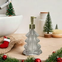 IMossad Christmas Tree-Shaped Glass Soap Dispenser, 8 oz for Holiday Decor