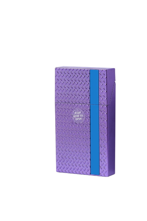 Cigarette Case, Thin Vertical Striped Portable Storage Box, Compact Pocket Case with Press-to-Open Design, Trendy Skull Print