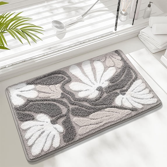 IMossad Cute Flower Bath Mat,Ultra Soft and Fluffy Microfiber Bathroom Rugs Water Absorption Non Slip Mat for Bedroom Bathtub Decoration(15.7"×23.6")