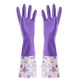 thumbnail image 1 of IMossad Dishwashing Gloves,1 Pair Reusable Rubber Gloves PVC Waterproof Long Cuf,Flock Lining Household Cleaning Gloves,Purple, 1 of 8