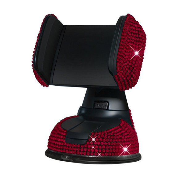 IMossad Double Function Diamond Inlaid Car Phone Mount - Wind Vent and Suction Cup Navigation Holder with Rotating Design