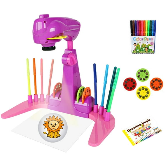 IMossad Drawing Projector for Kids, Intelligent Sketcher Toy with 32 Patterns, 12 Color Brushes & 4 Projection Accessories, Learn to Draw Projector for Children