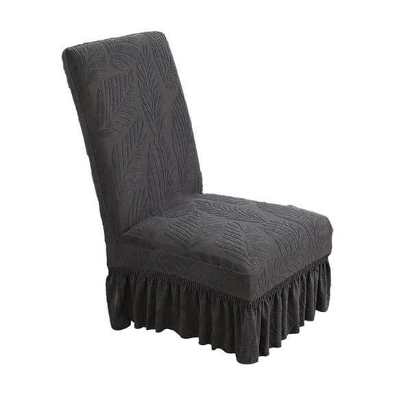 IMossad Elastic Chair Cover with Pleated Skirt, Polyester Leaf Pattern, Non-Slip and Dust-Proof, Fits 17.7-21.6in Back Height, for All-Season Home Use