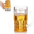 thumbnail image 1 of IMossad Fake Beer Glass – Double-Layer Insulated Funny Beer Mug with Handle, Leak-Proof Transparent Plastic Stein with Freezer Gel, Realistic Foam Effect for Party or Gift, 1 of 6