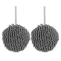 IMossad Fuzzy Ball Towels,2 Pack Hanging Bathroom Hand Towels Super Fluffy Chenille Ball Towels, High Absorbent Hand Towels to Dry Your Hand Instantly