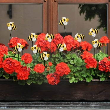 IMossad Garden Bee Stakes, 10pcs 11.8in Decor for Yard Patio Planter Flower Pot,Spring Garden Stakes Decorative Outdoor Bee Decorations
