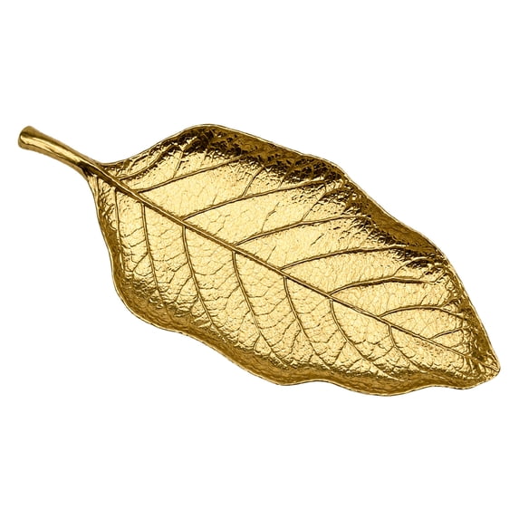 IMossad Gold Metal Leaf Shaped Trinket Tray, Vintage Textured ...