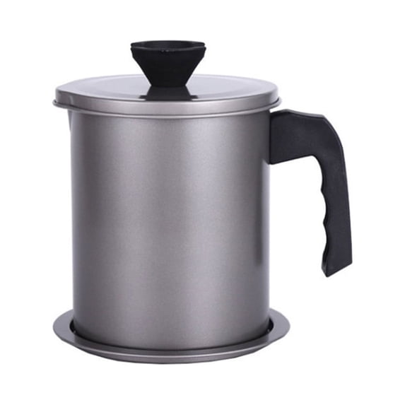 IMossad Grease Container,Stainless Steel Bacon Grease Saver with Fine Mesh Strainer,47oz Oil Container Grease Can with Dust-proof Lid Non-slip Tray for Kitchen Storing Frying Cooking Grease