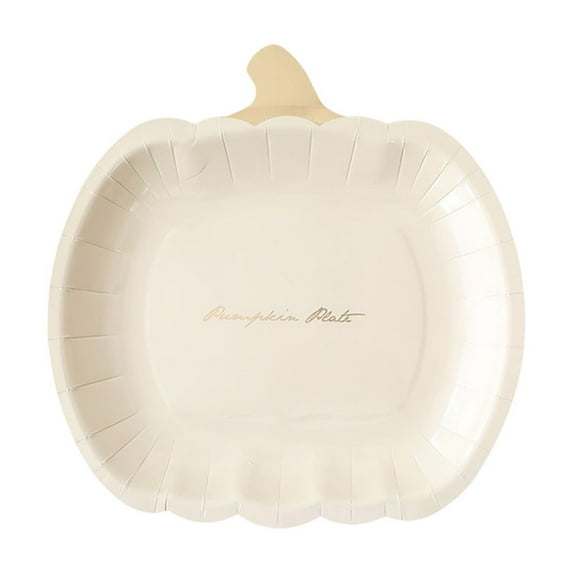 IMossad Halloween Pumpkin Paper Plates Set of 10 – Disposable Cardboard Trays with Gold Foil Design, Eco-Friendly Fall Tableware for Thanksgiving or Party Décor
