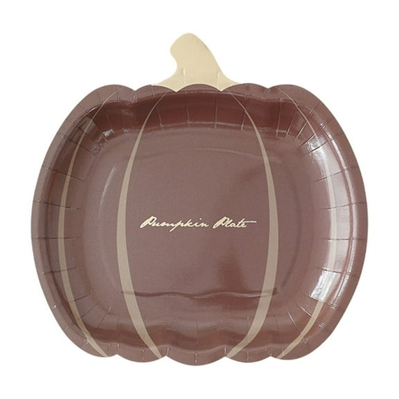 IMossad Halloween Pumpkin Paper Plates Set of 10 – Disposable Cardboard Trays with Gold Foil Design, Eco-Friendly Fall Tableware for Thanksgiving or Party Décor