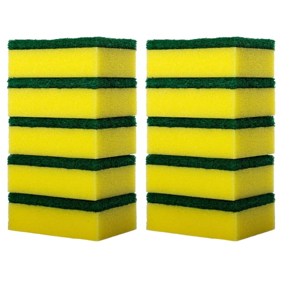 IMossad Heavy Duty Scour Pads Sponge Dish Scrubber Non-Scratch Green Reusable Household Scrub Pads for Kitchen and Dish Cleaning Tool (10Pcs)