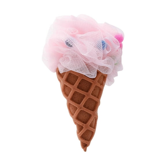 IMossad Kids Loofah Ice Cream Cone Bath Sponge Kids Bath Shower Sponge Body Scrubber Exfoliating Loofah for Kids Spa Shower