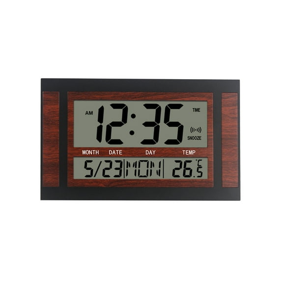 IMossad Large-Screen LCD Wall Clock - Date, Time, Alarm, Temperature Display, Anniversary Reminder Timer, for Desktop or Wall
