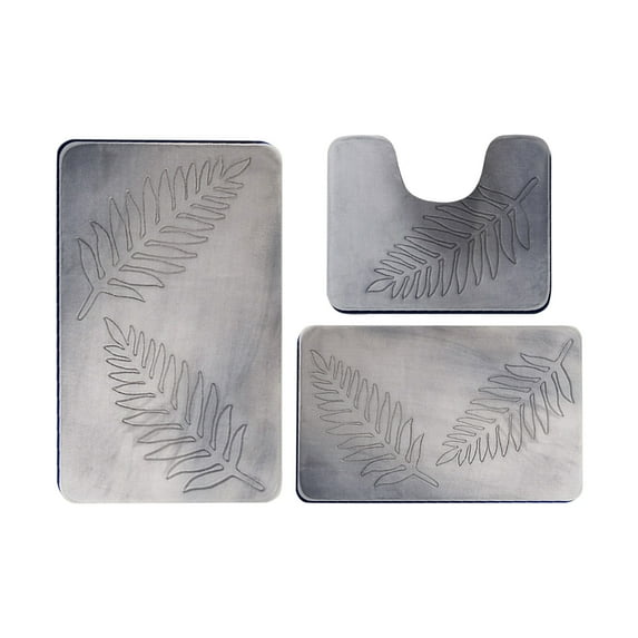 IMossad Leaf Pattern Floor Mat Set - Water-absorbent, Non-slip - 3 Piece Set for Bathroom, Living Room, Bedroom, Kitchen