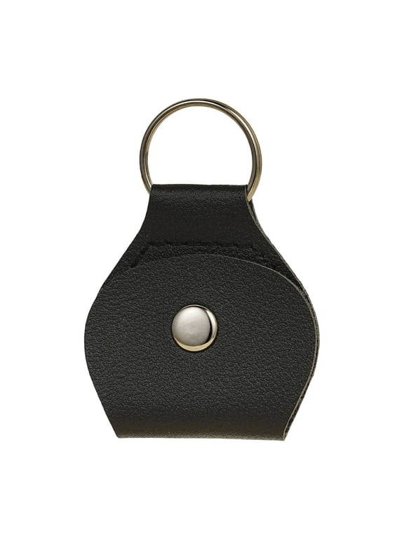 Leather Guitar Pick Holder Keychain – PU Guitar Pick Case with Coin and Quarter Storage, Portable Keyring Accessory for Musicians