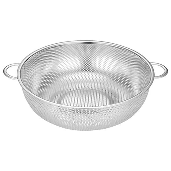 IMossad Metal Colander with Handle | Pasta, Spaghetti, Berry, Fruit, Vegetable, Kitchen Food Strainer Basket | Stainless Steel Colander Bowl | Pot Drainer for Cooking, Sifter Strainer