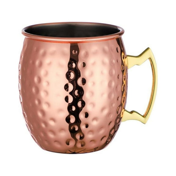 IMossad Moscow Mule Mugs, 12 oz Hammered Copper Cups with 304 Stainless Steel Lining and Gold Brass Handles, Perfect for Cold Drinks, Beer, Wine, Bars, Parties, Gifts
