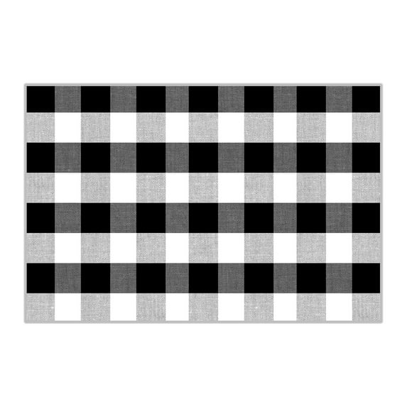 IMossad Orange Plaid Outdoor Rug, 15.7×23.6 Inch Hand-Woven Polyester Check Doormat with Rubber Back, Washable Layered Mat for Front Door or Porch