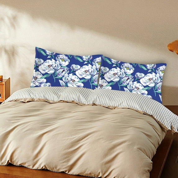 IMossad Queen Satin Silk Pillowcase Pack of 2,Floral Silky Pillowcases for Hair and Skin,Soft Bird Flower Queen Pillow Cover with Zipper(20"X30")