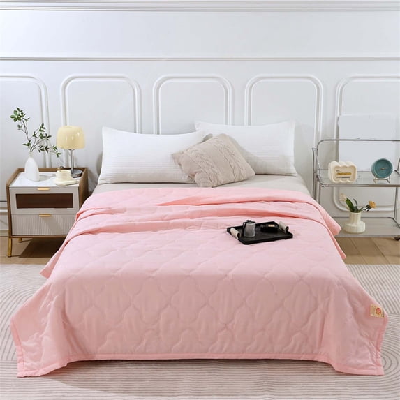 IMossad Quilt Set-Luxury Double Sided Stitching Design Summer Blanket, Lightweight, Soft, All Season Bedding Layer, Matching Sham, White(40"x60")