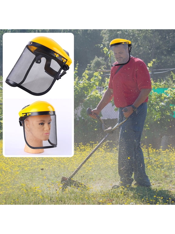 Safety Face Shield with Mesh Visor for Weed Eating Whacking Yard Work, Mesh Face Shield Chainsaw Protective Helmet