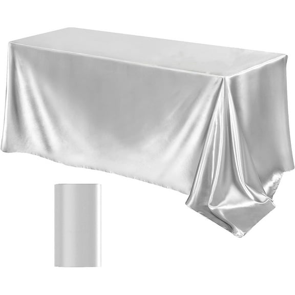 IMossad Satin Tablecloth 57 x 102 Inches Rectangular Table Overlay Cover Bright Silk Tablecloth Smooth Fabric Table Decor for Wedding Banquet Table Decoration