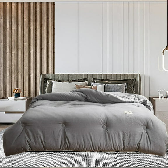 IMossad All Season Comforter Duvet Insert, Washed Cotton Cover with Soybean Fiber Fill, Thickened Warm Quilt, Soft Breathable Bedding for Winter Spring & Fall