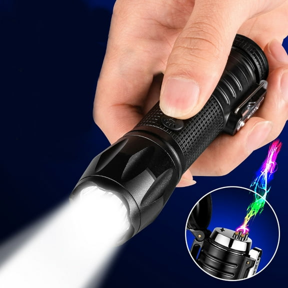 IMossad Self-protection Artifact To Guard Bad Guys, Double Arcs Rechargeable Lighter, Strong Light Flashlight - Strong Light Flashlight (two-speed Lighting) + Windproof
